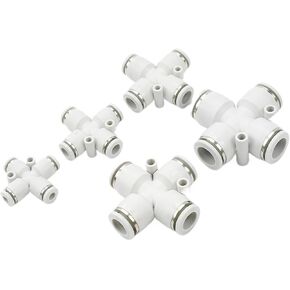 PZA Cross Four-way Pneumatic Quick Connector Black White Air Pipe PU Hose Plastic 1Pcs(Pza-6white) in Kuwait