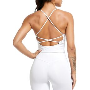 حمالة صدر رياضية طويلة للنساء مبطنة بظهر متقاطع وأشرطة سباغيتي علوية للتمرين مع ملاءمة مريحة in Kuwait