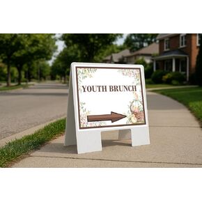 Youth Brunch Easter Spring Vintage Chicks Eggs Basket Brown Directional Arrows A-Frame Double Sided 23x23 in. sign in Kuwait