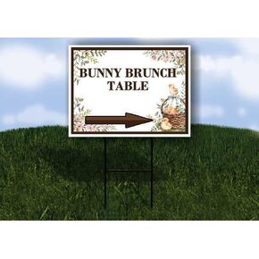 Bunny Brunch Table Easter Spring Vintage Chicks Eggs Basket Brown Up Arrows A-Frame Single Sided 23x23 in. sign in Kuwait