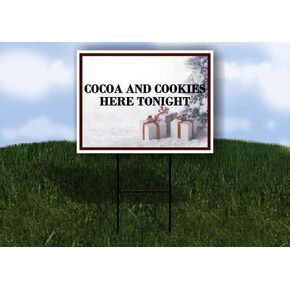 Cocoa And Cookies Here Tonight Christmas Package Snow Folding Plastic A-Frame Double Sided 23" x 23" Yard Road Sign in Kuwait