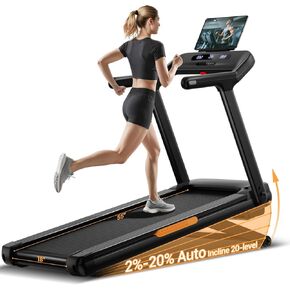 جهاز مشي للياقة البدنية من UMAY مع ميل تلقائي بنسبة 20%، سعة 400 رطل، سرعة 4.0 حصان و9.5 ميل في الساعة، قابل للطي 55 بوصة × 18 بوصة، جهاز مشي واسع للغاية لمنطقة المشي والجري للمنزل بمقبض in Kuwait