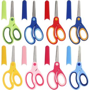 مقص للأطفال باليد اليسرى، مقص أمان مكون من 8 قطع مع شفرات من الفولاذ المقاوم للصدأ وقبضة ناعمة - طرف حاد مقاس 5.3 بوصة للأطفال الصغار ومرحلة ما قبل المدرسة والمنزل والمدرسة (ألوان متنوعة) in Kuwait