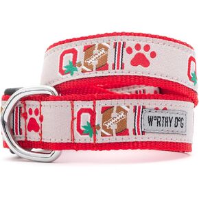 The Worthy Dog Ohio Ohio State Brutus Buckeye الأنيق والمكالمات النايلون المتينة ، مشبك قوي قابل للتعديل - متوسط ​​، أحمر in Kuwait
