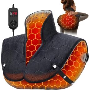 وسادة تدفئة بالأشعة تحت الحمراء البعيدة للرقبة والأكتاف - أثقل بنسبة 20%، حرارة مستهدفة عميقة 6X لتخفيف آلام العضلات بسرعة، مقاس 20 بوصة × 24 بوصة، كبيرة، ألياف كربون مزدوجة، 8 إعدادات للحرارة، إيقاف تلقائي in Kuwait