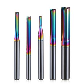 1Pcs Two Flutes Coating Straight Slot Milling Cutter CNC Dimension Cutting Tools Router Bit for Wood Working End Mill(3.175x22x45L) in Kuwait