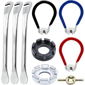 9Pcs Bike Spoke Wrench Tool Kit Bicycle Tire Levers Rim Truing Repair Tools Set Spoke Wrench with Rubber Handle, Bike Repair Tool Kit Bike Wheel Rim Correct Spoke Adjustment Repair Kit for Bicycles in Kuwait