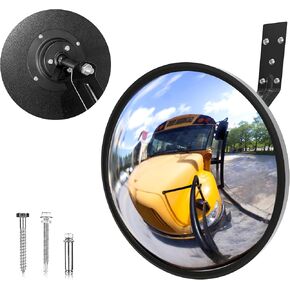 KJE 12" Acrylic Convex Mirror – 160° Wide-Angle Traffic Blind Spot Mirrors, Adjustable Corner Mirror in Garage, Driveways, Stores, Warehouses, For Outdoor and Indoor Use in Kuwait