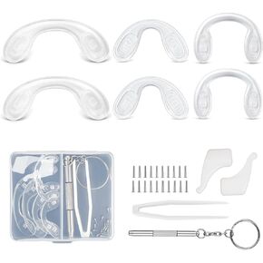 وسادة أنف زجاجية على شكل حرف U من السيليكون، 6 عبوات، 3 أحجام، بما في ذلك مسامير بسمك 2، مفك براغي صغير 3 في 1 in Kuwait