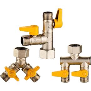 1 Piece Full Copper Electroplating Thickened 3/4"-1/2" Three-Way Gas Valve Angle Valve Ball Valve for Water Heater Switch Diverter(Without Handle) in Kuwait
