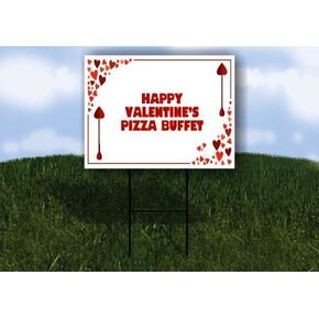 إطار أحمر لبوفيه بيتزا عيد الحب السعيد مع أسهم على شكل قلوب وإطار على شكل حرف A من جانب واحد مقاس 23 × 23 بوصة. in Kuwait