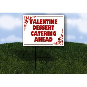 Valentine Dessert Catering Ahead Red Frame With Hearts Directional Arrows A-Frame Double Sided 23x23 in. sign in Kuwait