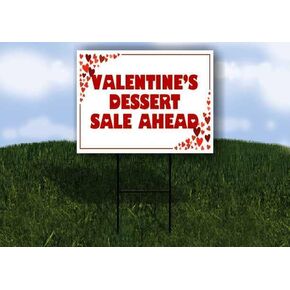 Valentine’S Dessert Sale Ahead Red Frame With Hearts Up Arrows A-Frame Single Sided 23x23 in. sign in Kuwait