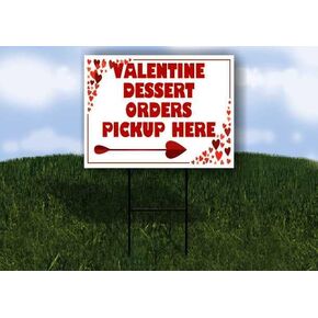 Valentine Dessert Orders Pickup Here Red Frame With Hearts Up Arrows A-Frame Single Sided 23x23 in. sign in Kuwait