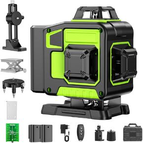 16 Line Laser Level 360 Self Leveling, 4x360°Professional 4D Green Cross Line laser Level with 2 Batteries & Remote Control, for Tiling Floor Construction and Picture Hanging in Kuwait