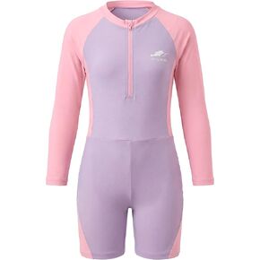 بدلة سباحة Gogokids للفتيات والفتيان قطعة واحدة من Rash Guard بعامل حماية من أشعة الشمس 50+ للحماية من الشمس وأكمام طويلة مقاس 4-12 Y in Kuwait