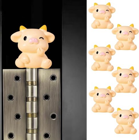 Cute Mini Creative Yellow Cow Hinge Heads Decorative Topper Set 6PCS, Home Decoration,Magnetic Hinge Head Toppers Door Hinge in Saudi Arabia