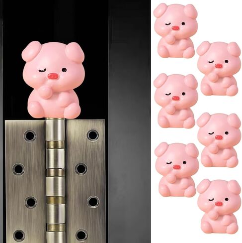 Cute Mini Creative Pink Pig Hinge Heads Decorative Topper Set 6PCS, Home Decoration,Magnetic Hinge Head Toppers Door Hinge in Saudi Arabia