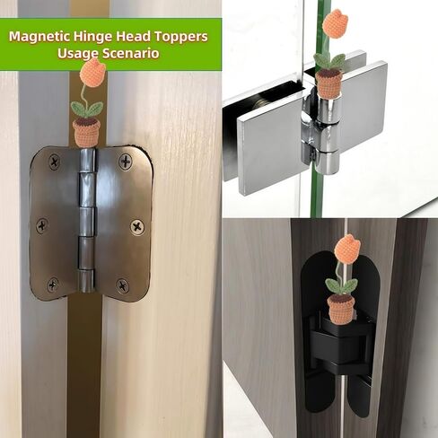 Cute Mini Creative Flower Textile Orange Tulip Flower Potted Plant Hinge Heads Decorative Topper Set 1PCS, Home Decoration,Magnetic Hinge Head Toppers Door Hinge in Saudi Arabia