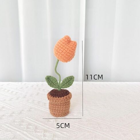 Cute Mini Creative Flower Textile Orange Tulip Flower Potted Plant Hinge Heads Decorative Topper Set 1PCS, Home Decoration,Magnetic Hinge Head Toppers Door Hinge in Saudi Arabia