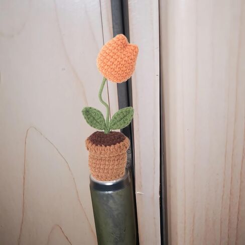 Cute Mini Creative Flower Textile Orange Tulip Flower Potted Plant Hinge Heads Decorative Topper Set 1PCS, Home Decoration,Magnetic Hinge Head Toppers Door Hinge in Saudi Arabia