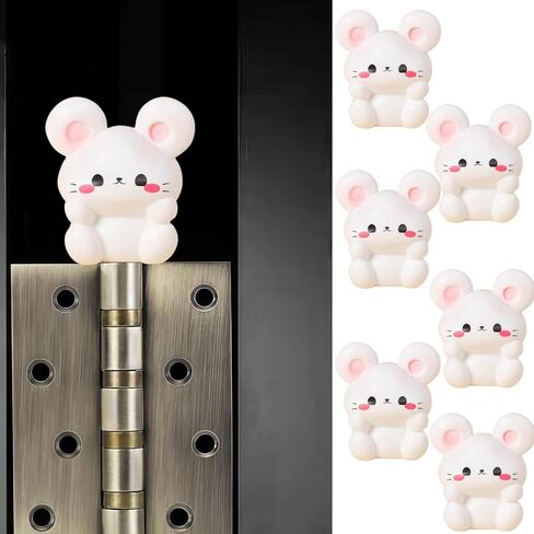 Cute Mini Creative White Little Mouse Hinge Heads Decorative Topper Set 6PCS, Home Decoration,Magnetic Hinge Head Toppers Door Hinge in Saudi Arabia