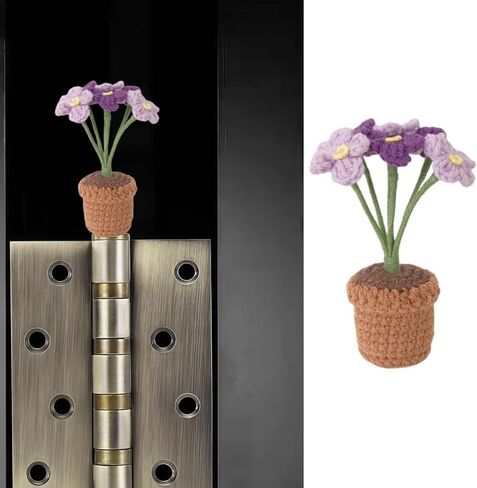 Cute Mini Creative Flower Textile Purple Small Flower Potted Plant Hinge Heads Decorative Topper Set 1PCS, Home Decoration,Magnetic Hinge Head Toppers Door Hinge in Saudi Arabia