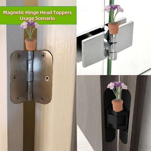 Cute Mini Creative Flower Textile Purple Small Flower Potted Plant Hinge Heads Decorative Topper Set 1PCS, Home Decoration,Magnetic Hinge Head Toppers Door Hinge in Saudi Arabia