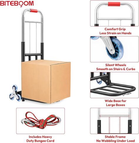 Heavy Duty Foldable Hand Truck with Stair Climbing Wheels, Portable Folding Dolly Cart for Moving, Travel, Shopping and Office Use in Saudi Arabia