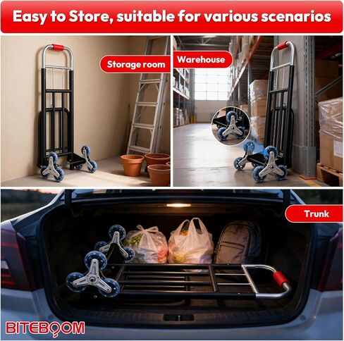 Heavy Duty Foldable Hand Truck with Stair Climbing Wheels, Portable Folding Dolly Cart for Moving, Travel, Shopping and Office Use in Saudi Arabia