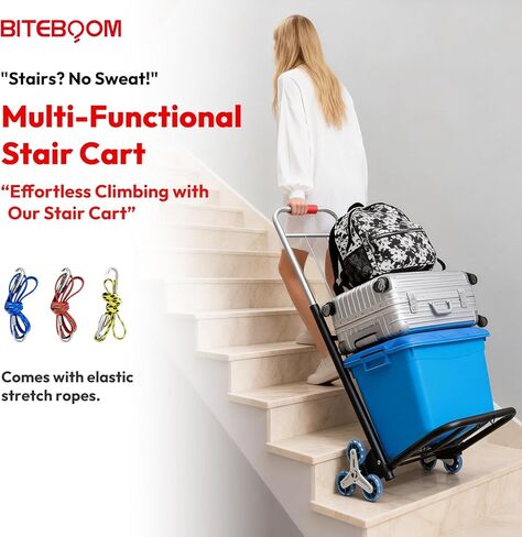 Heavy Duty Foldable Hand Truck with Stair Climbing Wheels, Portable Folding Dolly Cart for Moving, Travel, Shopping and Office Use in Saudi Arabia