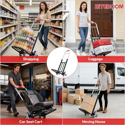 Heavy Duty Foldable Hand Truck with Stair Climbing Wheels, Portable Folding Dolly Cart for Moving, Travel, Shopping and Office Use in Saudi Arabia