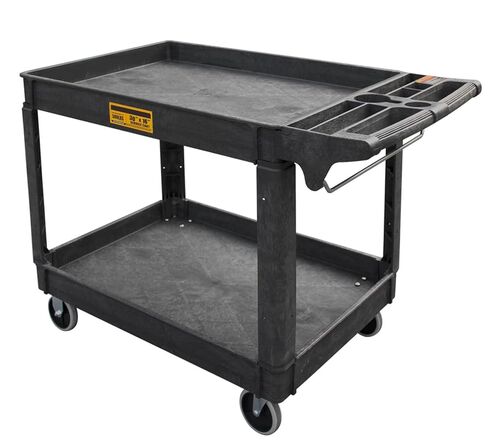 Torin Utility Service Cart, 2-Shelf 500LBS Heavy Duty Plastic Rolling Utility Cart with 360° Swivel Wheels, Lipped Shelves, Ergonomic Storage Handle for Warehouse/Garage/Cleaning/Manufacturing in Saudi Arabia