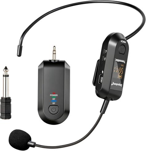 سماعة ميكروفون لاسلكية Depusheng 2.4G، ميكروفون محمول باليد ونطاق 160 قدمًا، مع قابس 1/8 بوصة و1/4 بوصة لنظام PA، ومضخم صوت (ميكروفون واحد) in Saudi Arabia