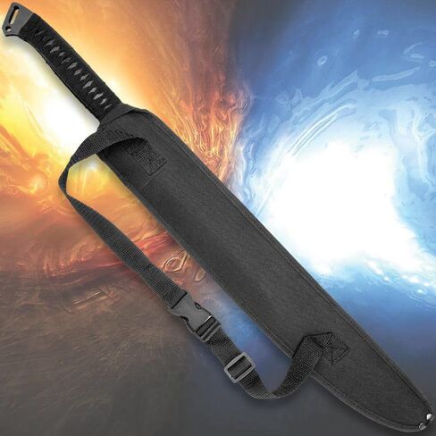 Fire and Ice Twin Sword Set with Black Nylon Double Sheath | Two Fantasy Swords | Fire with Red Accents | Ice with Blue Accents | 19 1/2" Stainless Steel Blades | Comfortable Rope-Wrapped Handles in Kuwait