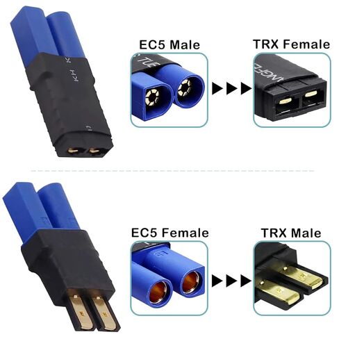 زوجان من محول موصل بطارية RC لقابس Traxxas إلى EC5 ذكر أنثى موصل ESC شاحن متوافق مع TRX/لبطارية Traxxas Lipo، لسيارة RC Car RC Boat Solar Light Balance Car in Saudi Arabia