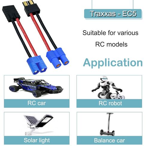 زوجان من محول موصل بطارية RC لقابس Traxxas إلى EC5 ذكر أنثى موصل ESC شاحن متوافق مع TRX/لبطارية Traxxas Lipo، لسيارة RC Car RC Boat Solar Light Balance Car in Saudi Arabia