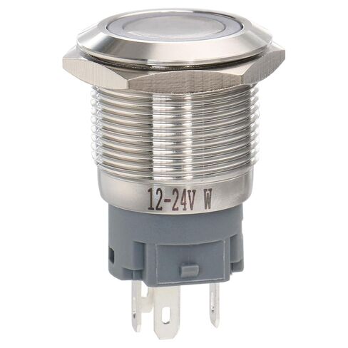 Baomain Stainless Push Button Switch 19mm 3/4" Eagle Eye 12V/24V White LED Momentary 5 Pin Terminal (2PCS) in Saudi Arabia