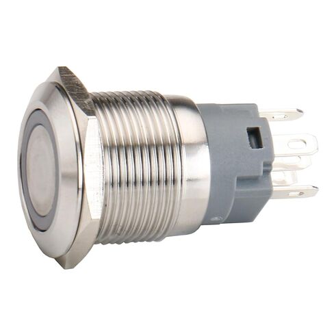 Baomain Stainless Push Button Switch 19mm 3/4" Eagle Eye 12V/24V White LED Momentary 5 Pin Terminal (2PCS) in Saudi Arabia