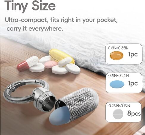 Small Pill Case, Titanium Keychain Pill Holder, Mini Pill Case for Travel, Small Metal Pill Organizer, Portable & Waterproof Mini Pill Holder with Keyring- Tiny in Saudi Arabia