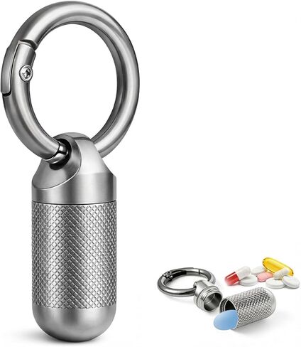 Small Pill Case, Titanium Keychain Pill Holder, Mini Pill Case for Travel, Small Metal Pill Organizer, Portable & Waterproof Mini Pill Holder with Keyring- Tiny in Saudi Arabia