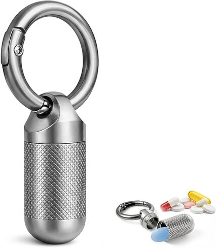 Small Pill Case, Titanium Keychain Pill Holder, Mini Pill Case for Travel, Small Metal Pill Organizer, Portable & Waterproof Mini Pill Holder with Keyring- Tiny in Saudi Arabia