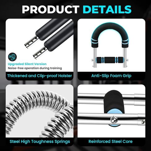 Twister Arm Trainer, 40-110lb Adjustable Chest Workout Equipment Portable Spring Resistance Chest Exerciser for Men Power Forearm Strengthener Bar Detachable for Home Fitness Muscle Training in Kuwait