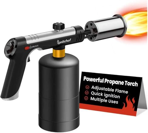 Powerful Propane Torch Head, Culinary Torch Lighter, Kitchen Cooking Torch, Adjustable Blow Torch for Sous Vide Searing Steak, Grill, Charcoal Starter, Campfire(Propane Tank Not Included) in Saudi Arabia
