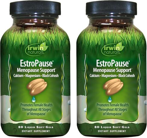 Irwin Naturals EstroPause Menopause & Women's Health Support Supplement - Powerful Herbal & Mineral Blend with Calcium, Magnesium, Black Cohosh, Chaste Tree - Enhanced Absorption - 80 Liquid Softgels in Saudi Arabia