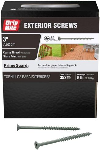 Grip-Rite PTN3S5 PG10 Polymer Coated #8 x 3 Coarse Thread Deck Screw, Gray, 5lb Box in Saudi Arabia