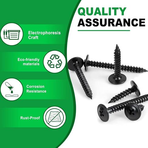 #6#8 Black Wood Screws Assortment Kit,Black Drywall Screws for Wood,Flat Head & Phillips Truss Head Self Tapping Screws for Wood,Sheetrock(195PCS) in Saudi Arabia