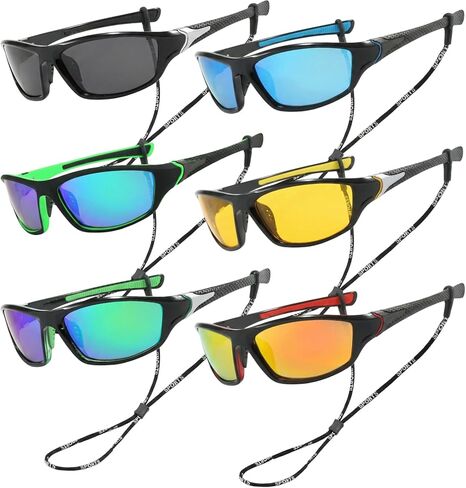 6 Pack Polarized Cycling Sunglasses for Men Women, Sports Sunglasses UV Protection for Fishing Driving in Kuwait