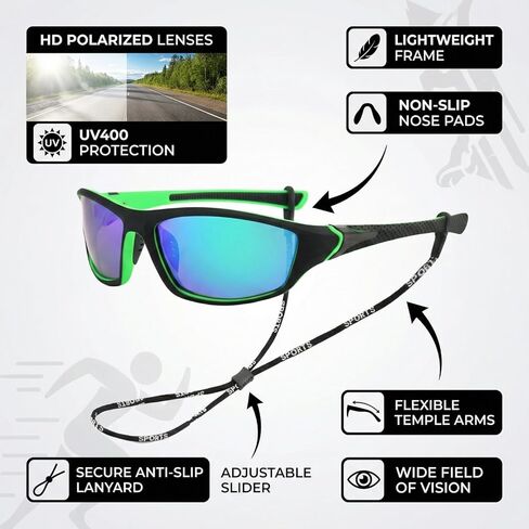 6 Pack Polarized Cycling Sunglasses for Men Women, Sports Sunglasses UV Protection for Fishing Driving in Kuwait