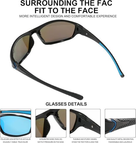 6 Pack Polarized Cycling Sunglasses for Men Women, Sports Sunglasses UV Protection for Fishing Driving in Kuwait